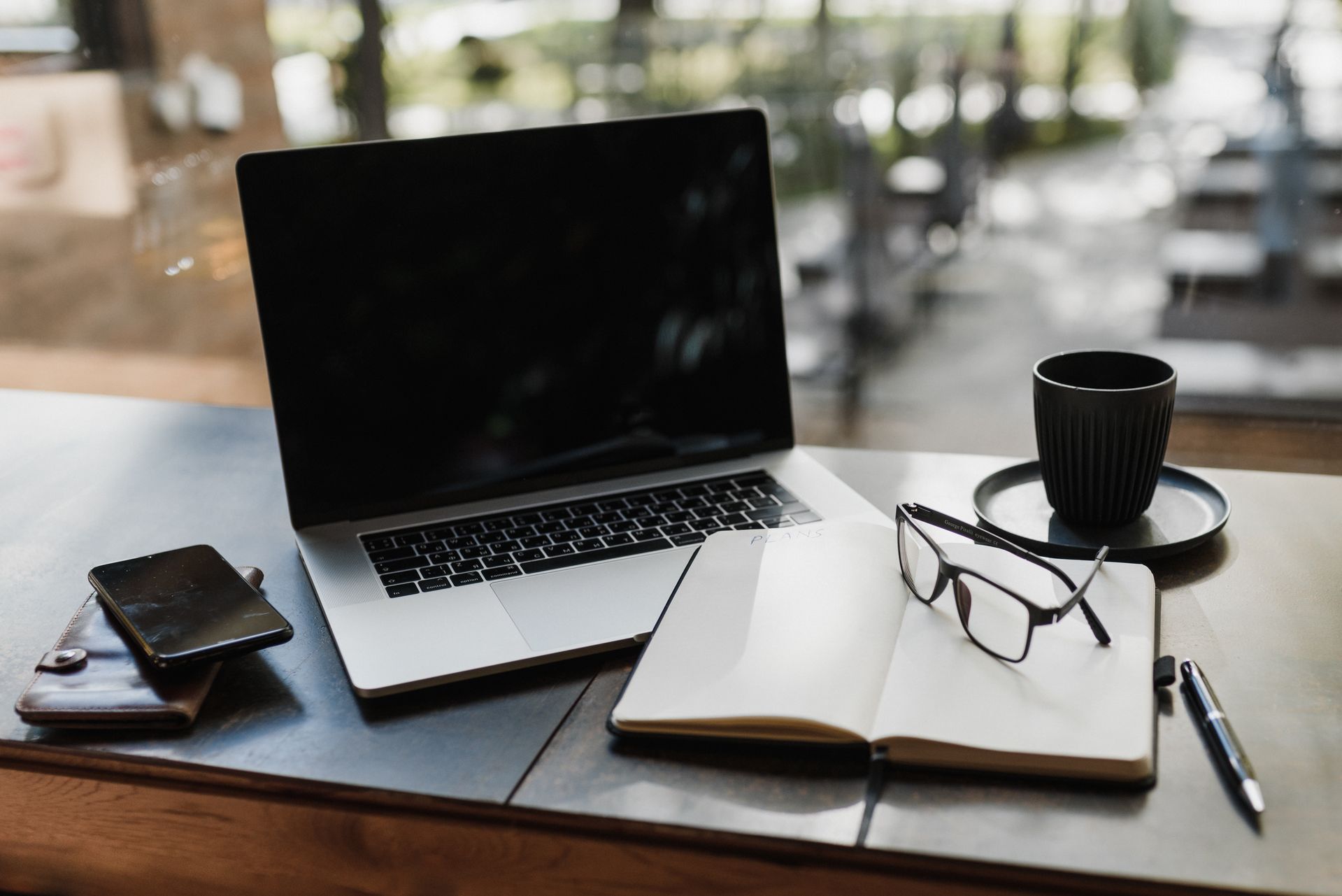Laptop and Coffee Workspace